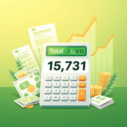 A stylized financial illustration showcasing a total installment of 15,731 pesos