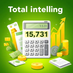 A stylized financial illustration showcasing a total installment of 15,731 pesos