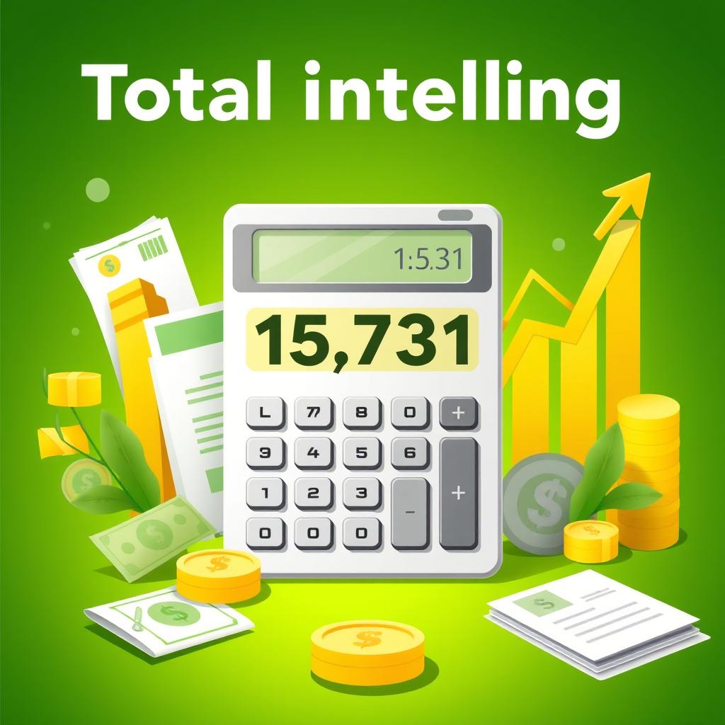 A stylized financial illustration showcasing a total installment of 15,731 pesos