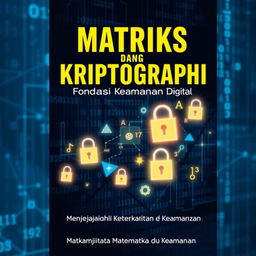 Cover design for a book titled 'Matriks dan Kriptografi: Fondasi Keamanan Digital'