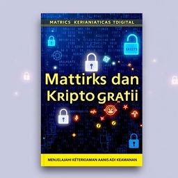 Cover design for a book titled 'Matriks dan Kriptografi: Fondasi Keamanan Digital'