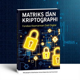 Cover design for a book titled 'Matriks dan Kriptografi: Fondasi Keamanan Digital'
