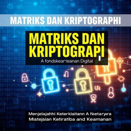 Cover design for a book titled 'Matriks dan Kriptografi: Fondasi Keamanan Digital'