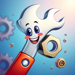 A creative and whimsical avatar design featuring a cartoon-style wrench and nut
