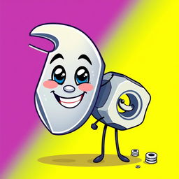 A creative and whimsical avatar design featuring a cartoon-style wrench and nut