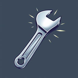 A stylized avatar of a wrench, featuring a metallic texture with chrome and steel elements