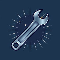 A stylized avatar of a wrench, featuring a metallic texture with chrome and steel elements