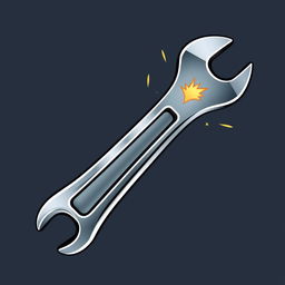 A stylized avatar of a wrench, featuring a metallic texture with chrome and steel elements