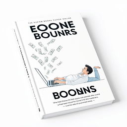 A minimalist and futuristic book cover featuring a man lying on his side, engaging with a laptop
