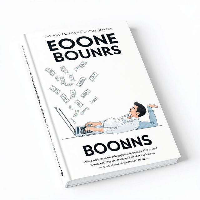 A minimalist and futuristic book cover featuring a man lying on his side, engaging with a laptop