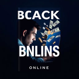 A minimalist and futuristic book cover design featuring a navy blue and black gradient background