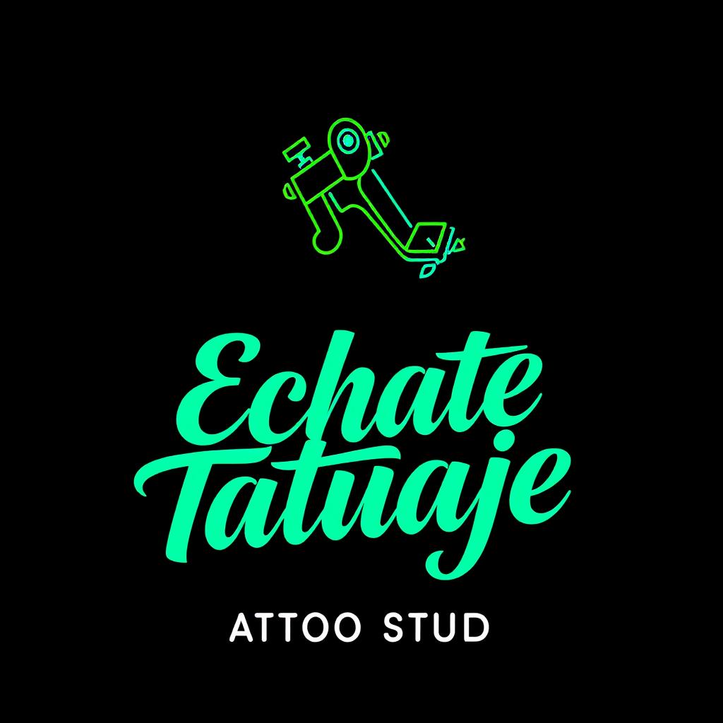 A logo design for a tattoo studio named 'Echate Tatuaje Tattoo Studio'