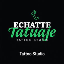 A logo design for a tattoo studio named 'Echate Tatuaje Tattoo Studio'