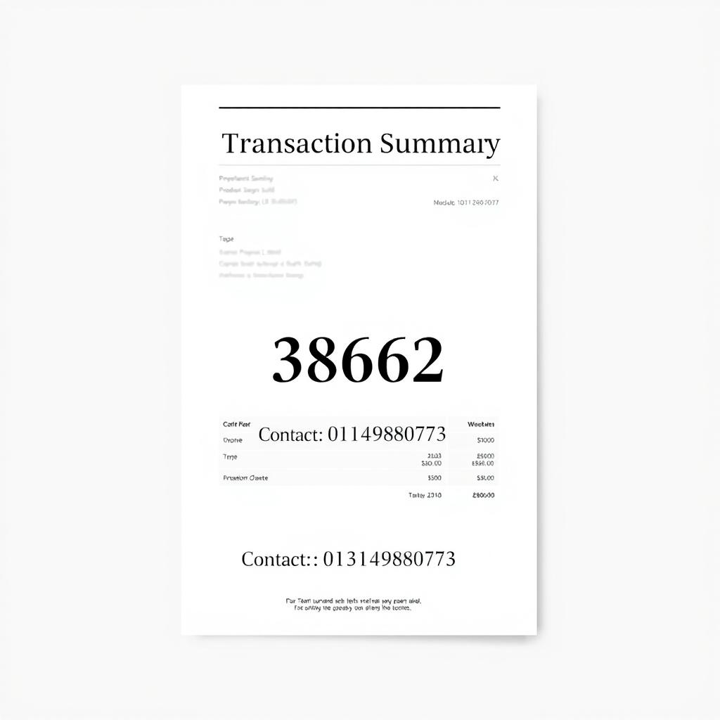 A financial document with a modern, clean layout featuring a bold header stating 'Transaction Summary'