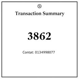 A financial document with a modern, clean layout featuring a bold header stating 'Transaction Summary'