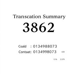 A financial document with a modern, clean layout featuring a bold header stating 'Transaction Summary'