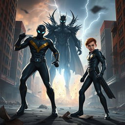In a thrilling scene set in 2025, Sparksman, a young hero with a difficult past, is teaming up with his 13-year-old protégé Breezman