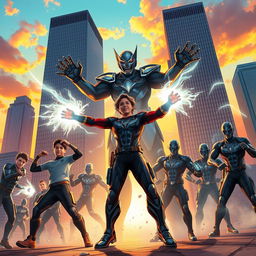 In an exhilarating scene set in 2025, Sparksman, a young hero with a challenging background, joins forces with his 13-year-old protégé Breezman to confront the nefarious Badman