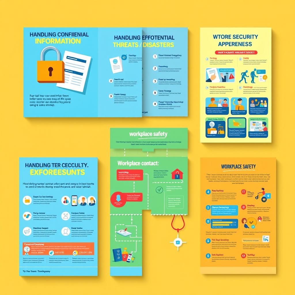 A series of vibrant and informative posters for an internal security awareness campaign