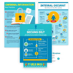 A series of vibrant and informative posters for an internal security awareness campaign