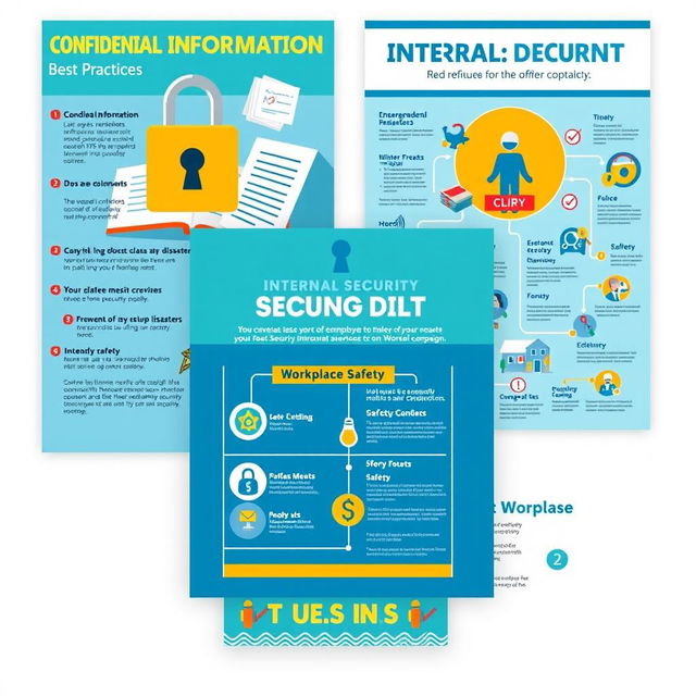 A series of vibrant and informative posters for an internal security awareness campaign