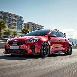 A stunning Pride Kia, featuring a widebody kit that emphasizes its aggressive stance