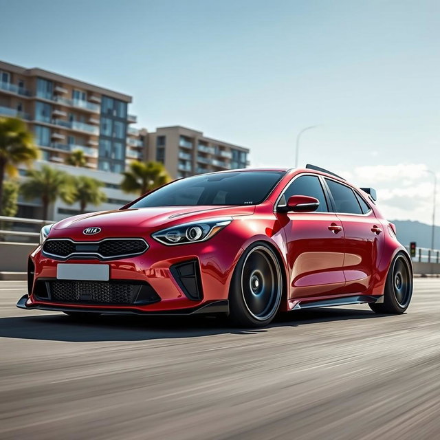 A stunning Pride Kia, featuring a widebody kit that emphasizes its aggressive stance