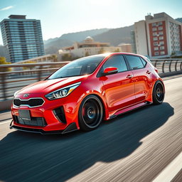 A stunning Pride Kia, featuring a widebody kit that emphasizes its aggressive stance