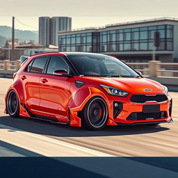 A stunning Pride Kia, featuring a widebody kit that emphasizes its aggressive stance