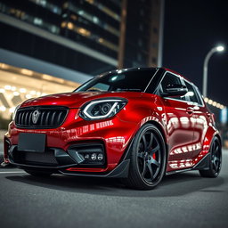 A sleek MVM 110 Cherry car, beautifully styled with a widebody kit that emphasizes its aggressive stance