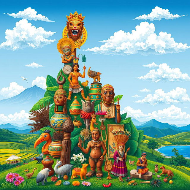 A vibrant collection of the diverse arts and crafts of Luzon, Philippines, showcasing the unique cultural heritage of each region