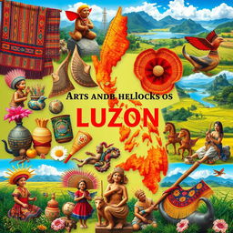 A vibrant collection of the diverse arts and crafts of Luzon, Philippines, showcasing the unique cultural heritage of each region