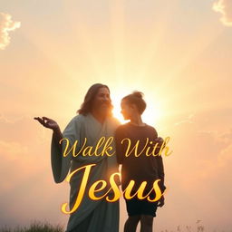 A heartwarming scene depicting an individual standing beside Jesus in a serene, divine landscape