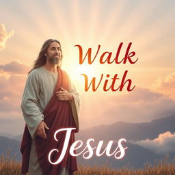 A heartwarming scene depicting an individual standing beside Jesus in a serene, divine landscape