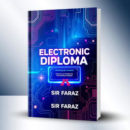 A visually striking book cover for the title "Electronic Diploma" by Sir Faraz, featuring a modern and futuristic design