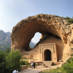 A picturesque cave with a width of 13 meters, featuring a beautifully curved shape
