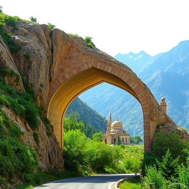 A beautifully arched tunnel that is 13 meters wide, located at the foot of the stunning mountain in the town of Zibashahr, Shiraz