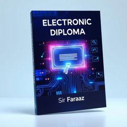 A futuristic book cover for the title "Electronic Diploma" by Sir Faraz, 2025