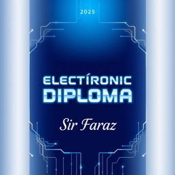 A sleek and modern book cover for the title 'Electronic Diploma' by Sir Faraz, published in 2025