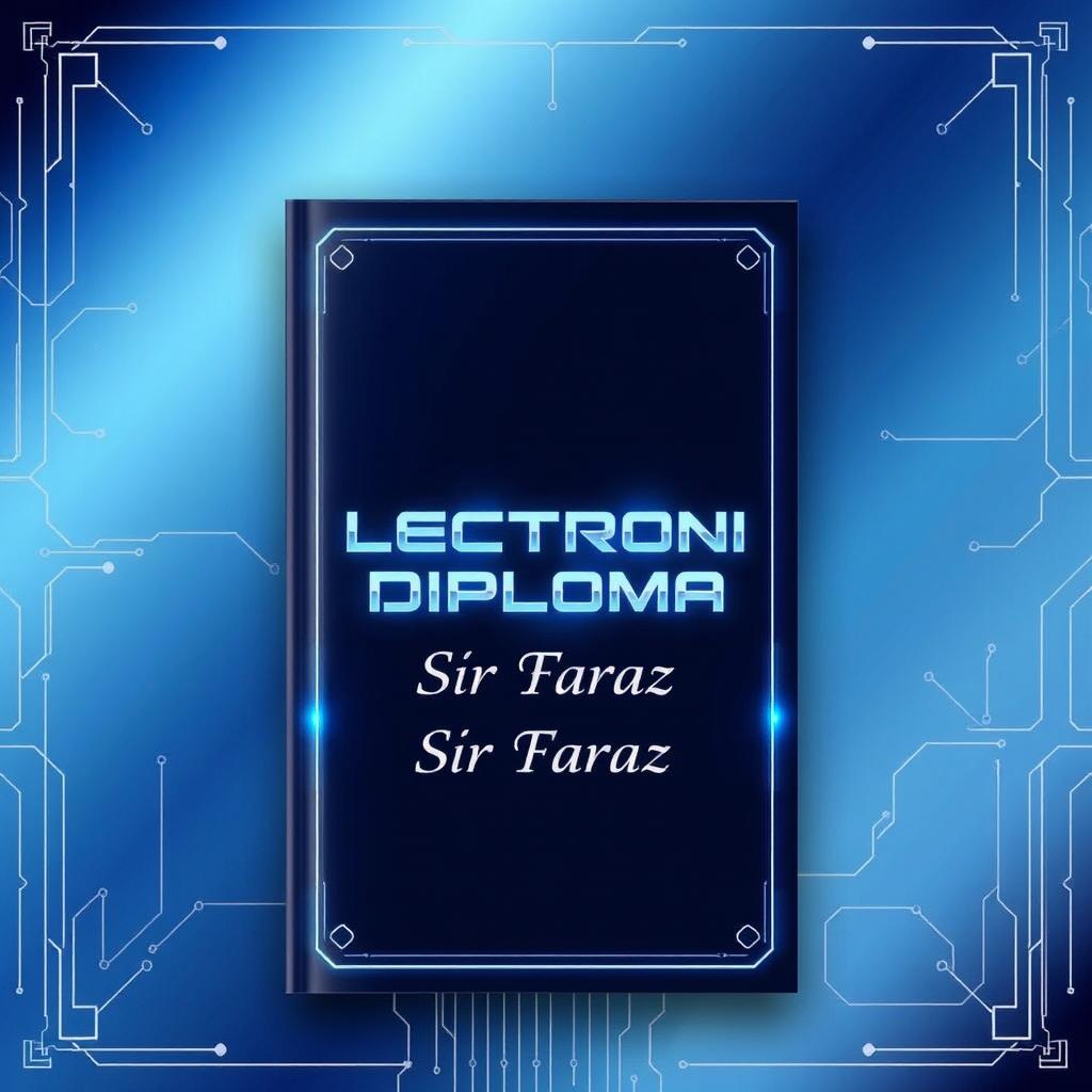 A sleek and modern book cover for the title 'Electronic Diploma' by Sir Faraz, published in 2025