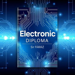 A modern and sleek book cover design for the title "Electronic Diploma" by Sir Faraz, set in the year 2025