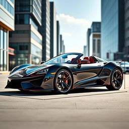 A sporty two-seater car designed with specific dimensions: 200cm in length, 120cm in height, and 132cm in width