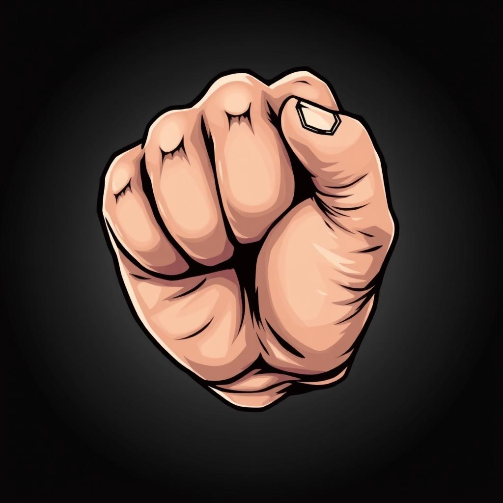 A stylized, highly detailed, and dynamic illustration of a human fist, designed specifically for use in a game user interface (UI)