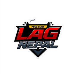 A creative and visually engaging logo design for a gaming team named 'LAG NEPAL', inspired by the PUBG brand