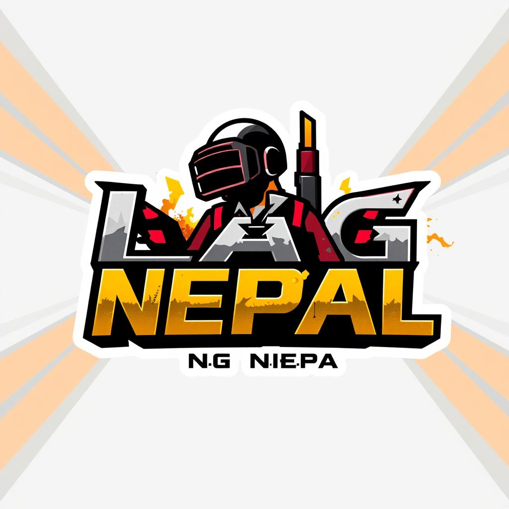 A creative and visually engaging logo design for a gaming team named 'LAG NEPAL', inspired by the PUBG brand