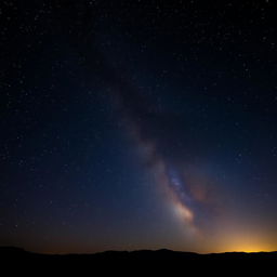 A breathtaking night landscape featuring a clear, dark sky filled with twinkling stars and the vibrant Milky Way galaxy stretching across the horizon