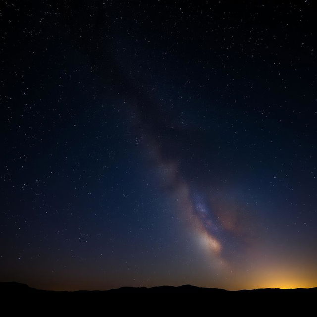 A breathtaking night landscape featuring a clear, dark sky filled with twinkling stars and the vibrant Milky Way galaxy stretching across the horizon