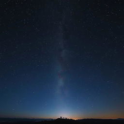 A breathtaking night landscape featuring a clear, dark sky filled with twinkling stars and the vibrant Milky Way galaxy stretching across the horizon