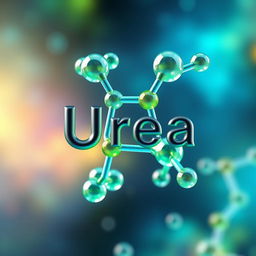 A visually stunning and scientific depiction of urea, showcasing its molecular structure in a 3D format