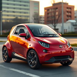 A compact two-seater car designed with dimensions of 170cm in length, 120cm in height, 132cm in width, and a ground clearance of 17cm